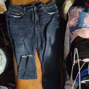 Judy Blue Dark Blue Skinny Jeans with Knee Distress